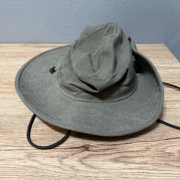 Vintage Dorfman Pacific Outback Hat Cowboy Canvas Duck Khaki Snap Up medium - Picture 1 of 6